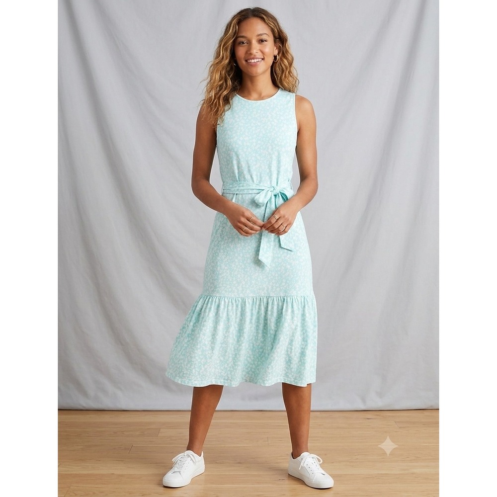 J.Crew Floral Midi Dress Womens Medium Aqua Blue Excellent